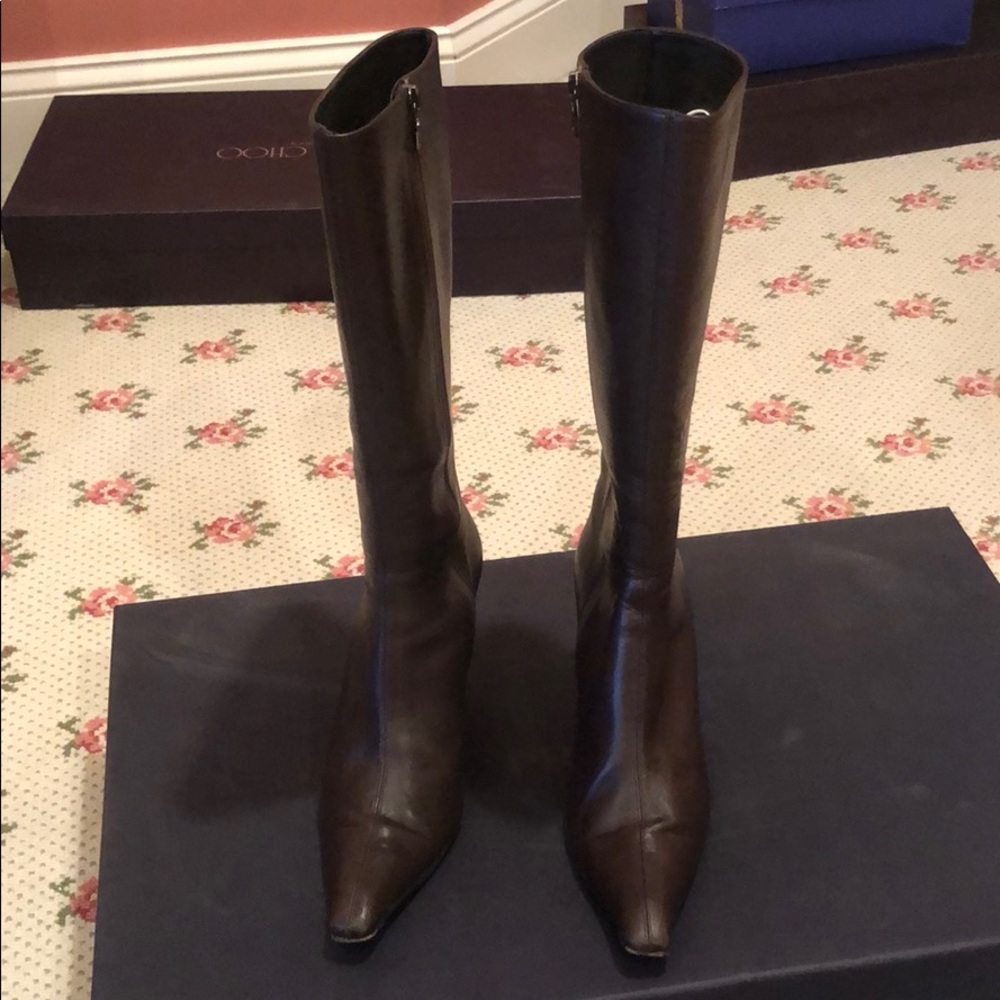 Prada Calzature Donna Seta Calf Boots in Moro - Picture 2 of 8